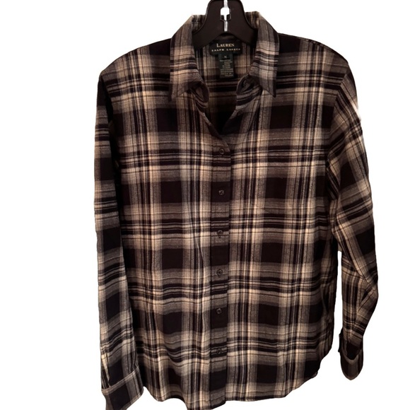 Ralph Lauren Womens Button Down Plaid Shirt Size M Black & White - Picture 1 of 8